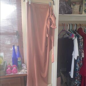 Satin Wrap Maxi Skirt — Dusty Rose